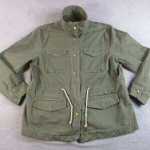 Levi's Strauss & Co Utility Field Jacket Women Green Medium Army Fatigue Button